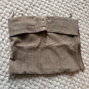 ZARA beige strapless crop top striped